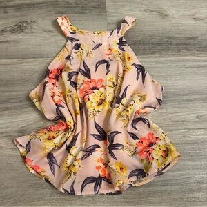 NWT Zunie Girls Floral Sleeveless Top in Pink and Yellow size 16